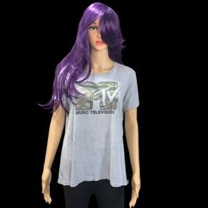 Women's Grey MTV vintage T-shirt short sleeve Camo size XL